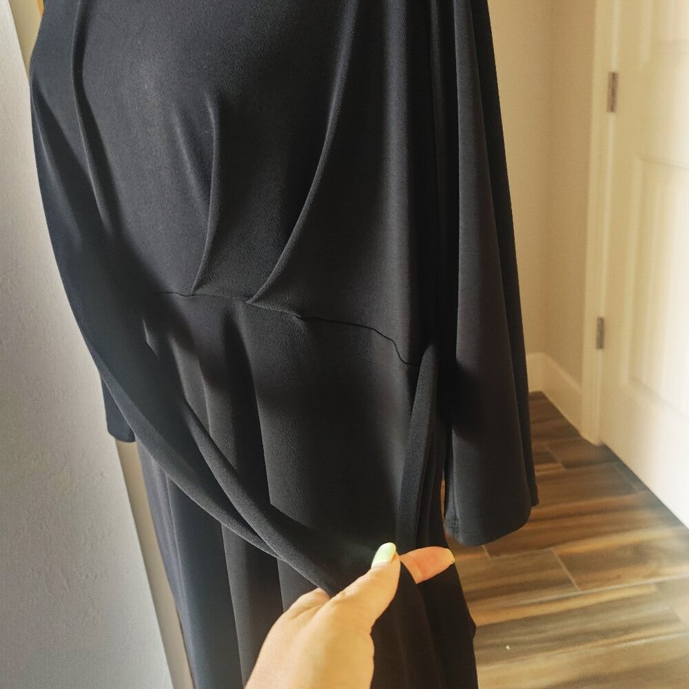 WORTHINGTON Black Waist Wrap Tie Front Dress - Size Large - Picture 3 of 4